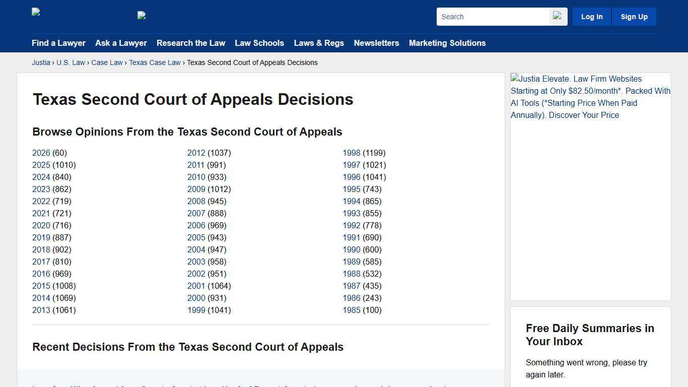 Texas Second Court of Appeals Decisions :: Texas Case Law :: Texas Law :: U.S. Law :: Justia